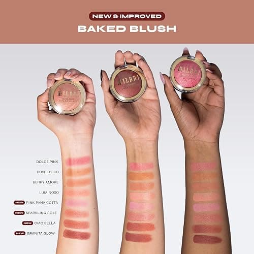 Milani Baked Blush, Makeup Powder Blush for Cheeks - Dolce Pink | Radiant, Multidimensional Color Infused With Skin-Loving Ingredients. Long-Lasting, Buildable Baked Blushes Made In Italy. thumbnail 6