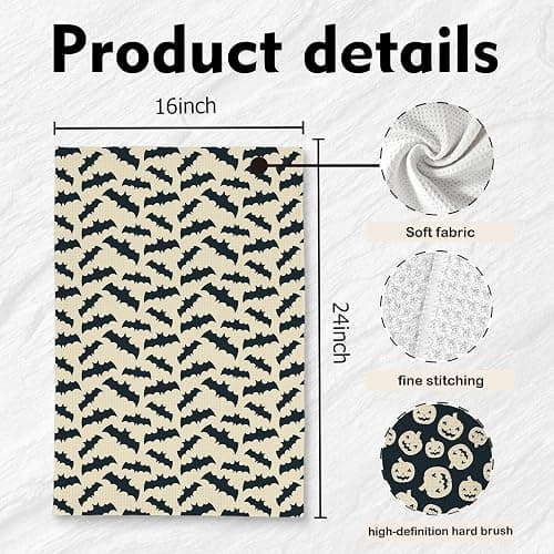 LKETW Halloween Pumpkin Bat Kitchen Dish Towels 16x24in Set of 2, Cute Hand Tea Towels for Kitchen Bathroom Decor, Halloween Decorations thumbnail 3