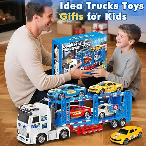 BainGesk Semi Truck Toys Car for 3, 4, 5, 6, 8 Years Old Boys Girls, Adjustable Double Decker Carrier Truck with Light & Sound, Car Hauler with Trailer Toy, Large Transport Toy Gifts for Toddler thumbnail 6