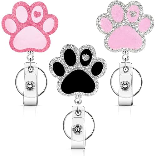 Dog Badge Reel with Alligator Clip ID Cute Badge Reels Retractable Nurse Badge Clip for Office Workers, Doctors, Nurses,Medical Students and Teachers (Dog Paw) - Image 1