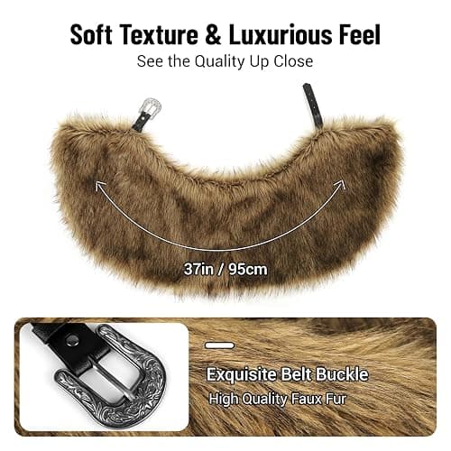 Viking Fur Shawl Collar Medieval Faux Fur Mantle Shoulder Wrap for Women Viking Costume Accessory thumbnail 2
