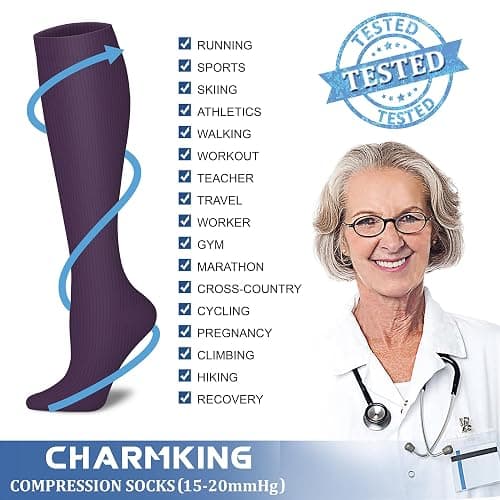 CHARMKING Compression Socks for Women & Men Circulation (8 Pairs) 15-20 mmHg is Best Support for Athletic Running,Cycling thumbnail 5