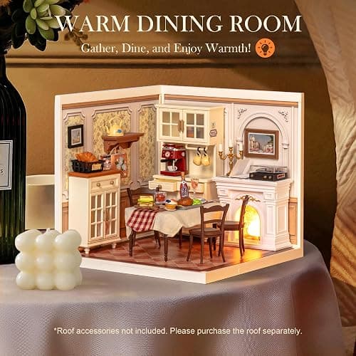 Rolife Super Creator-DIY Plastic Miniature House for Adults, Mini Blocks Model Kit Building Set for Teens 8-12, DIY Crafts/Hobbies/Building Blocks Toys for Teens&Adults (Warm Dining Room) thumbnail 3