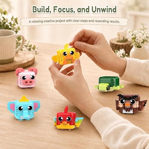 IBLOTIME 12 Pack Mini Animal Micro Building Blocks Set | 12 Mini Animals, Micro Blocks, Bright Colors, Desk Shelf Decor, Party Favors, Birthday Easter Gift, Ages 14+ thumbnail 5