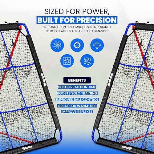 Baseball Rebounder Net | 12-Angle Baseball Pitching Net w/ 9 Pocket Nets – Softball & Baseball Training Equipment – Multi-Sport Bounce Back Net for Soccer, Volleyball, Basketball, Lacrosse & More thumbnail 3