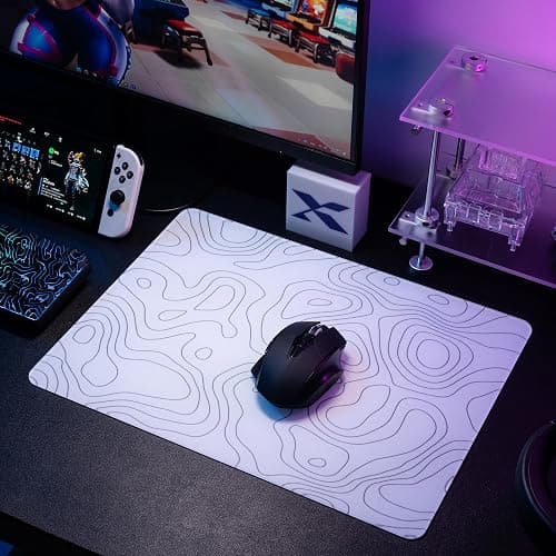 Glass Mousepad for Gaming, White Topographic Hard Gaming Mouse pad, Professional Large Mouse Mat 410mm*310mm, Special Glass Surface with Improved Precision and Speed thumbnail 6
