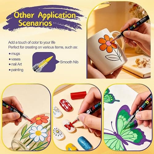 Artdone 12 Colors Nail Art Pens Set, 3D Quick-Drying Acrylic Paint Markers Nail Point Graffiti Dotting Drawing Liner Brush for DIY Gel Nail Polish Design Manicure Tools thumbnail 6