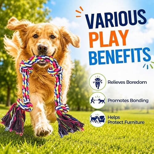 Eefitoys Tough Dog Rope Toys for Aggressive Chewers, Tough Tug of War Dog Toys for Large, Medium & Small Dogs – 5 Pack Including 2 Ropes & 3 Supplies thumbnail 6