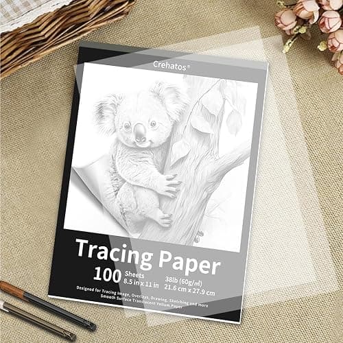 Crehatos 8.5" x 11" Tracing Paper, Translucent Tracing Pad, 100 Sheets 38lb/60gsm Vellum Art Paper thumbnail 6