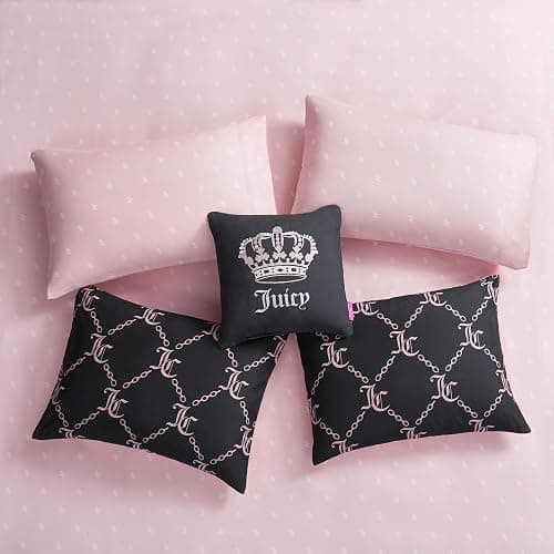 Juicy Couture Black Link Logo Printed Comforter Set, Full – Complete 8-Piece Bed in a Bag Collection thumbnail 7