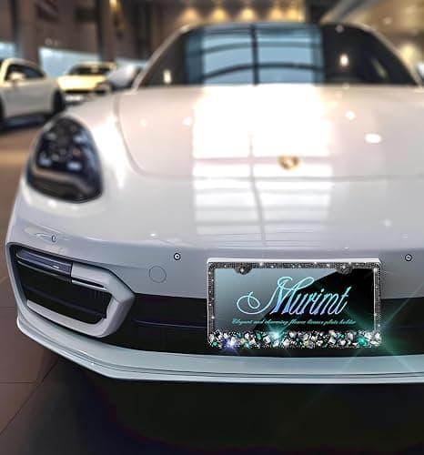 Murimt Black Rhinestone License Plate Frames 2 Pack Bling Sparkly License Plate Frame Holder Cover Custom Personalized Bedazzled License Plate Frame for Women - High End Gift Box Packaging thumbnail 2