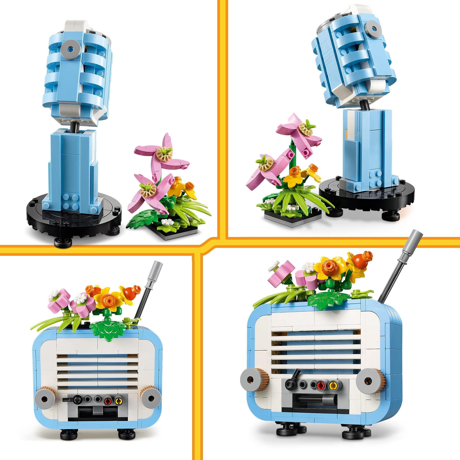 LEGO Creator 3in1 Platenspeler met bloemen Speelgoed, Herbouw tot Microfoon en Radio Bouwpakket voor Kinderen, Muzikaal Speelgoed voor 8 jaar en Ouder, Creatief cadeau voor Meisjes en Jongens 31172 thumbnail 4