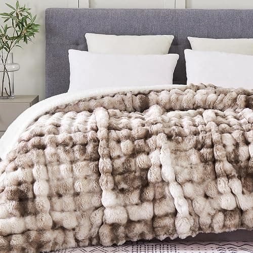 Serenhom 60x80 Inches Ultra-Soft Fuzzy Faux Fur Plush Twin Size Blanket - Thick, Warm Sherpa for Couch, Sofa, Bedroom, Camping - Decorative Blanket for Cozy Warmth, Bubble Brown Tie Dye - Image 1