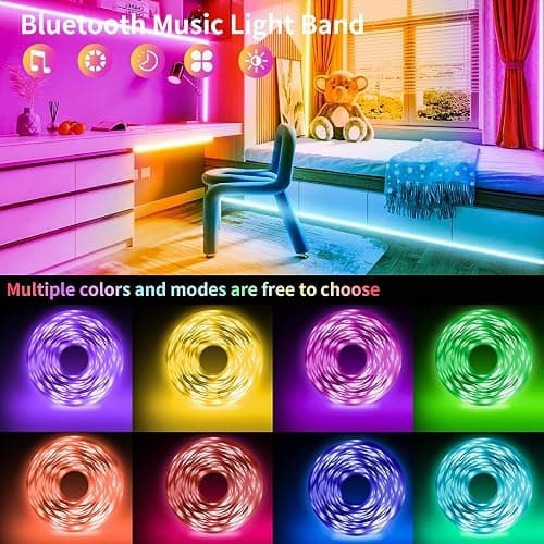 KSIPZE led Lights Strip for Bedroom 200FT Smart Music Sync RGB Color Changing with App and Remote Control, Power Supply Led Strip Lights for Room Home Party Decoration thumbnail 5