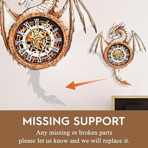 Cutywood 3D Puzzle for Adults Clock-Dragon Design Model Kit-Mechanical DIY Pendulum Clock with Roman Numerals-Desk Office Home Decor Personalized Gift for DIY Lovers thumbnail 8