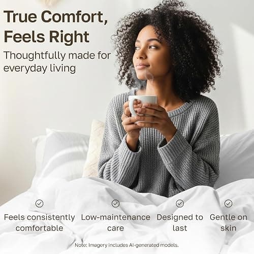 Soft Natural 100% Cotton Sateen Full Size Sheets, 4 Pc Set, Ivory | Backed by Good Housekeeping Seal, Light & Breathable For Hot Sleepers, 14" Deep Pocket, All-Around Elastic, Durable thumbnail 6