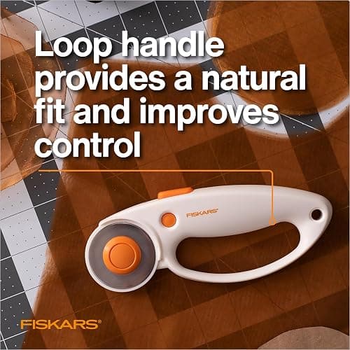Fiskars 45mm Loop Rotary Cutter for Fabric, Arts, Crafts, Sewing | Premium Steel Blade for Precise Cuts, Ergonomic Loop Handle Improves Control, Quick-Change Blade Design, Quilting Supplies thumbnail 6