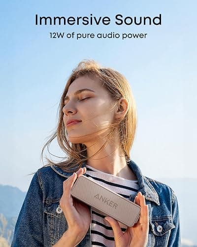 Anker soundcore 2 Portable Bluetooth Speaker, 24-Hour Playtime, IPX7 | 12W Stereo Sound, Wireless Stereo Pairing, Bluetooth 6, Bassup, Wireless Speaker for Home, Shower, Outdoors, Travel, Camping thumbnail 4