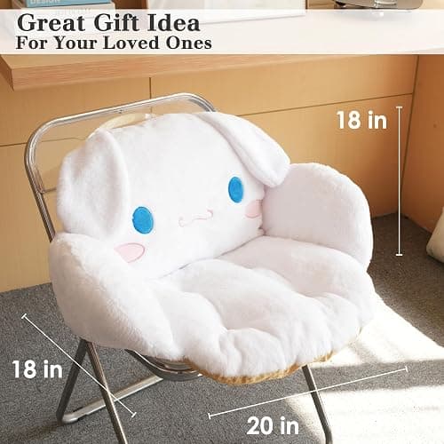 Juju White Kawaii Cushion - Kawaii Room Decor - Seat Cushions for Office Chairs - Office Chair Cushions - Car Seat Cushion - Gaming Room Decor - Gaming Desk Accessories Floor Pillow (White) thumbnail 3