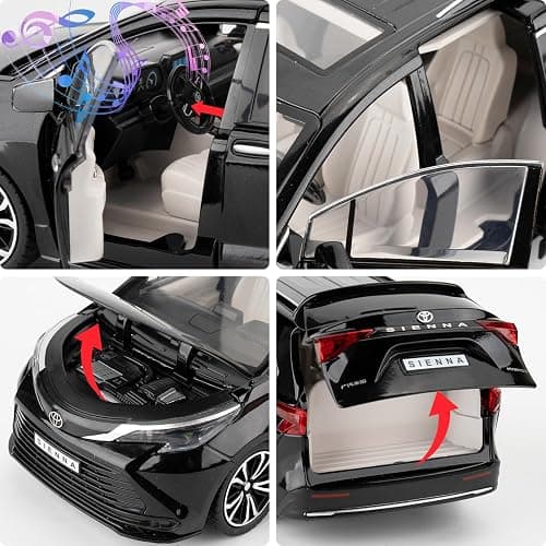 BDTCTK 1:24 Compatible for Sienna Car Model, Pull Back Diecast Toy Car with Sounds＆Lights for Kids Boys Girls and Adults, Gift Black. thumbnail 6