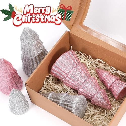 6Pcs Pink Christmas Decor, Tabletop Pink Christmas Tree for Christmas Decorations Xmas Centerpiece for Table Mantel Home Decor thumbnail 5