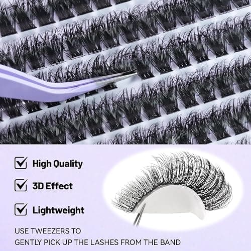QUAFFLY Lash Extension Kit - Reusable Cluster Lashes Extension Kit with 666 PCS Fluffy Lash Clusters and Tweezers & Bond&Seal & Remover, Natural DIY Lash Clusters for Beginners (60+80+100-kit) thumbnail 6