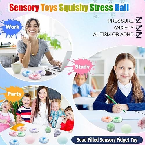 4PCS Crunchy Squishy Stress Ball for Kids and Adult, Soft Crunchy Stress Ball for Anxiety Stress Relief Focus Relaxing, Shapeable Sensory Squeeze Fidget Toys for Office Travel Student Classroom Prizes thumbnail 3