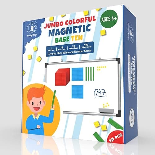 Simply magic 131 PCS Jumbo Magnetic Base Ten Blocks for Math, Math Cubes | Base 10 Math Manipulatives 1st 2nd 3rd Grade, Number Blocks Kindergarten, Place Value Blocks K-3, Counting Blocks for Kids thumbnail 9