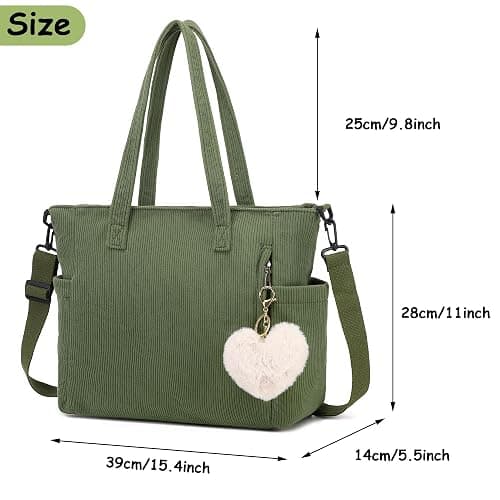 Makukke Cord Tote Bag Tasche Damen Umhängetasche Groß Shopper Tasche Handtasche Schultertaschen für Arbeit Büro Reisen Einkaufen Schule thumbnail 6