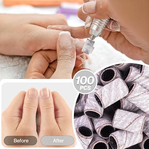 MelodySusie 100 Pcs Nail Drill Bits Sanding Bands for Nail Drill 240 Extreme Fine Grit Nail File Sanding Bands for Acrylic Nails Gel Manicures and Pedicure thumbnail 6