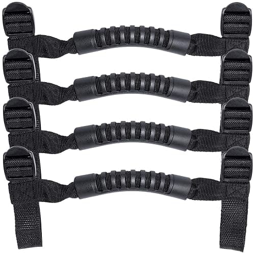 4 x Roll Bar Grab Handles Grip Handle for Jeep Wrangler YJ TJ JK JKU JL JLU Sports Sahara Freedom Rubicon X & Unlimited 1955-2024 2025 (Black) - Image 1