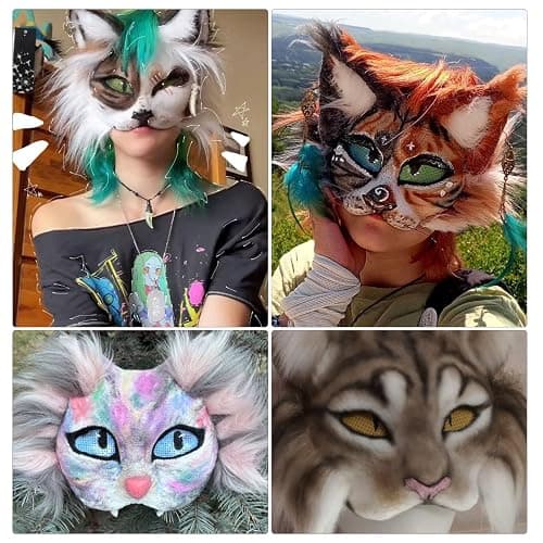12 Pack Eye Mesh, 12 Color Eye Mesh for Therian Mask, 7.87 x 5.91 Inch DIY Therian Mask Kit for Furries Cosplay, Props, Fursuits, Craft Making thumbnail 5