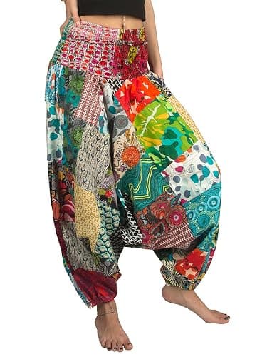 Tribe Azure 100% Cotton Harem Pants Colorful Summer Hippie Yoga Boho Casual Fashion Women - Image 1