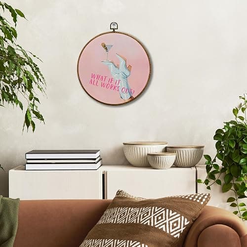 JUIOEIU What If It All Works Out Wall Art, Inspirational Western Cowgirl Round Wall Decor, Pink Western Cowgirl Wall Art Hanging Decorations for Girly Room Bedroom Dorm Home Décor Accents Decor, 10x10in thumbnail 4