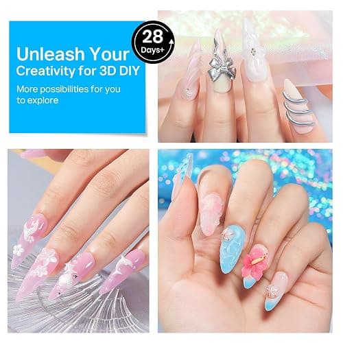 MIZHSE Solid Builder Gel for Nails, Clear 60g 3D Sculpting Gel for Nail Art Non-Sticky Molding Hard Gels UV LED Nail Charm with Gold Chrome Nail Powder and 3D Silicone Flower Mold Kit for DIY Salon thumbnail 7