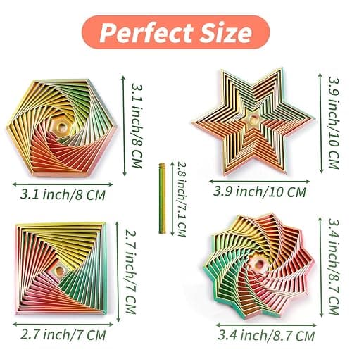 4PCS 3D Printed Fidget Toys for Adults – Multi-Layer Geometric Shapes with Handle, ASMR Clicking Sound, Stress Relief Toy for Anxiety & Focus (Gold, Green, Purple, Rainbow Finish) thumbnail 2