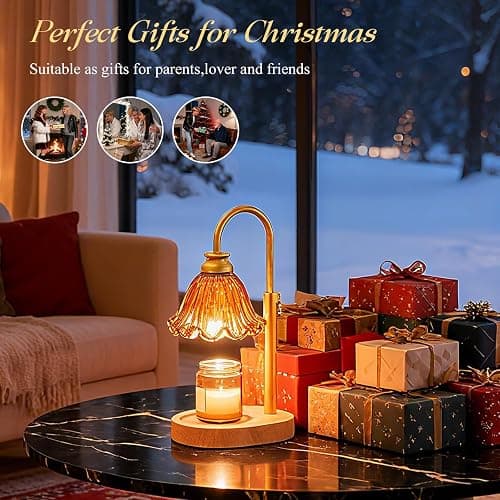 WYghyronic Candle Warmer Lamp with Timer & Dimmable 4-Level Brightness - Adjustable Height,for New Home Bedroom, Gifts for Women(Brown2) thumbnail 6