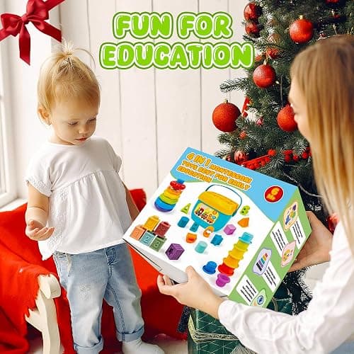 GJOF2YK Montessori Baby Toys for Ages 6–18 Months with Sensory Shape Sorter Matching Game Toy Stacking Ring Soft Building Blocks Developmental Learning Toys for Toddlers 1+ Year Old thumbnail 6