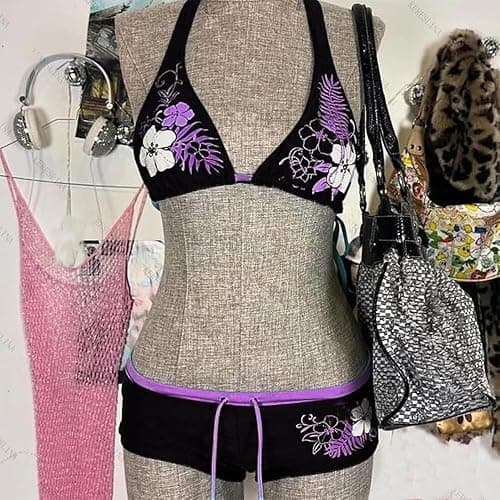 2 Piece Y2k Halter Bikini Sets Women Sexy Swimsuit Beach Sets Cute Summer Going Out Outfits 2025 Vacation 2000s thumbnail 3