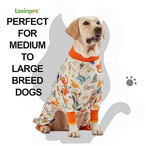 LovinPet Dog Pajamas Large Sized Dog, Anti Licking, Recovery Suit, Lightweight Jurassic Knit, UV for Large Dogs/XXL thumbnail 3
