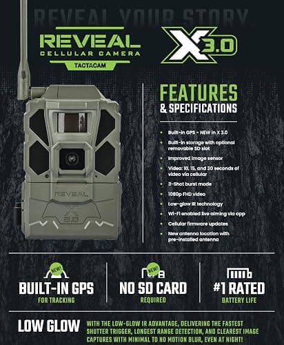 TACTACAM Reveal X 3.0 Cellular Trail Camera, Night Vision, Waterproof | 4K photo, 1080p video; auto-connect multi-carrier LTE; no SD card needed; 6+ month battery life; IP66 rated thumbnail 2