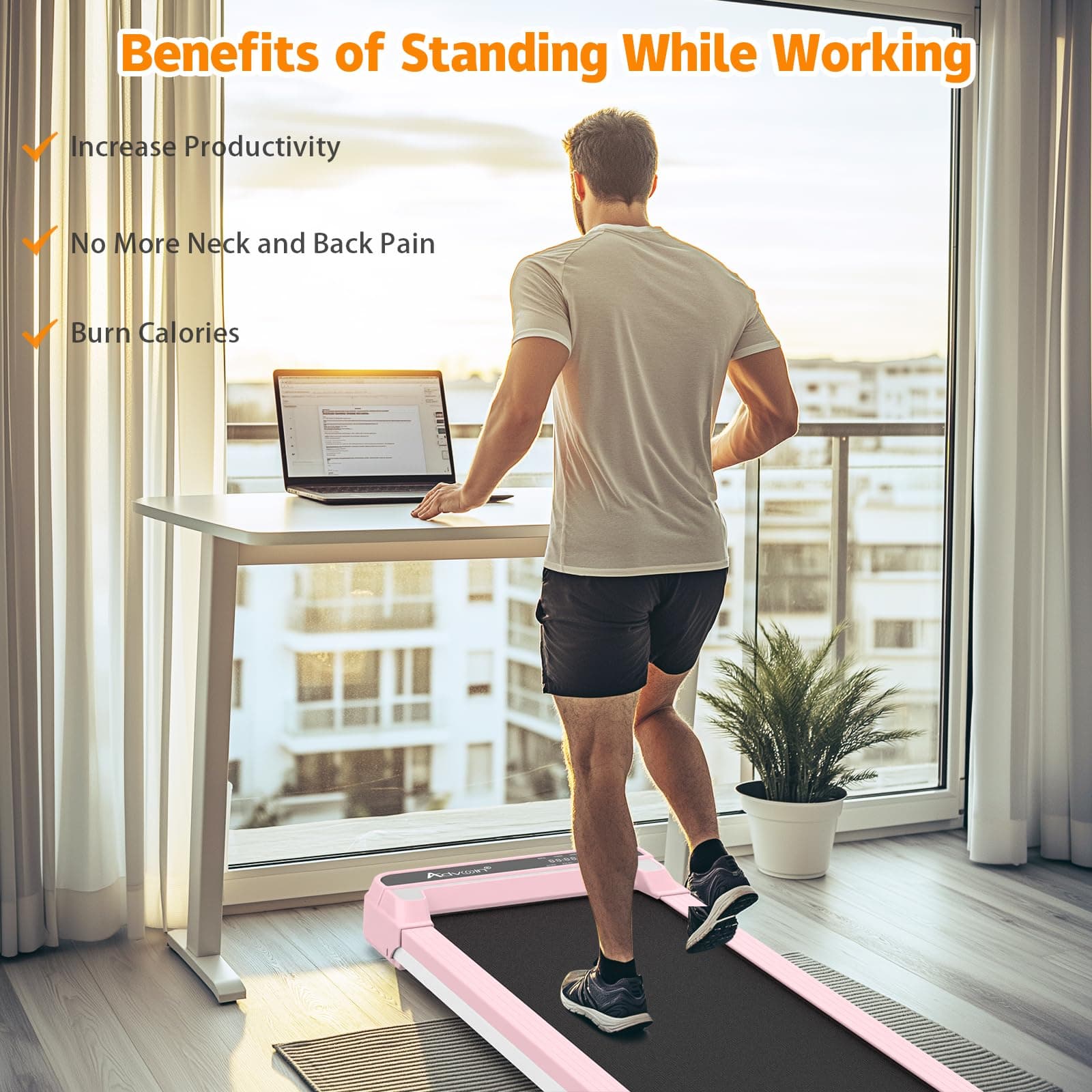 Advwin 3 in 1 Walking Pad Treadmill, Under Desk Treadmill for Home, Compact Portable Electric Walking Jogging Machine with Shock Absorption|Non-Slip|LED Display|Quiet Motor|120KG Capacity thumbnail 6