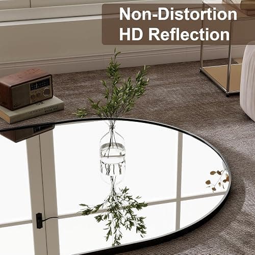 GLSLAND-34x76 inch Wall Mount Arched Full Length Mirror-Aluminum Alloy Frame High Definition-Full Body Mirror for Bedroom or Living Room,Black thumbnail 5