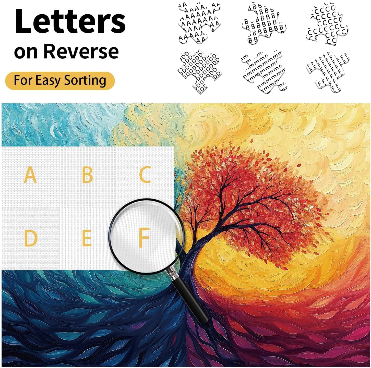 1000 Piece Puzzle for Adults, Tree of Life and Time Mosaic Puzzles for Adults 1000 Pieces, Puzzle with Letters on Back, Size is 27.5"x19.6",Impossible Hard Difficult Fun and Challenging thumbnail 3