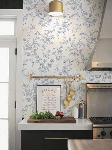 Ismoon Peel and Stick Wallpaper Floral Vintage Stick on Wall Paper Blue and White Contact Paper for Cabinet French Textured Removable Self Adhesive Wallpaper Vinyl for Bedroom Wall Deco 17.3 x 78.7in thumbnail 2