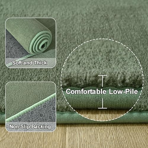 Amearea Modern Soft Hallway Runner Rug, 2x6 Fluffy Bedroom Bedside Rugs, Washable Long Runner Rugs for Hallway, Non Slip Memory Foam Rug Carpet for Entrance Kitchen Living Room Decor, Sage Green thumbnail 3
