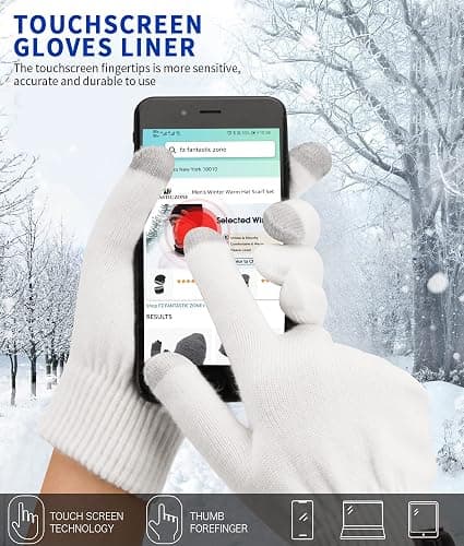 FZ FANTASTIC ZONE Women's Winter Touchscreen Wool Magic Gloves Warm Knit Fleece Lined for Women thumbnail 4