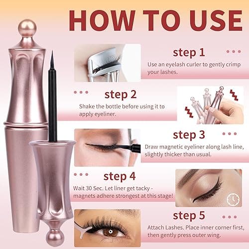 Magnetic Eyelashes with Eyeliner Natural Look Magnetic Lashes with Applicator No Glue Needed Cat Eye Lash Wispy Magnet Lash 5 Pairs with Magnet Eyeliner - A- Magnetic Lashes with Eyeliner thumbnail 6