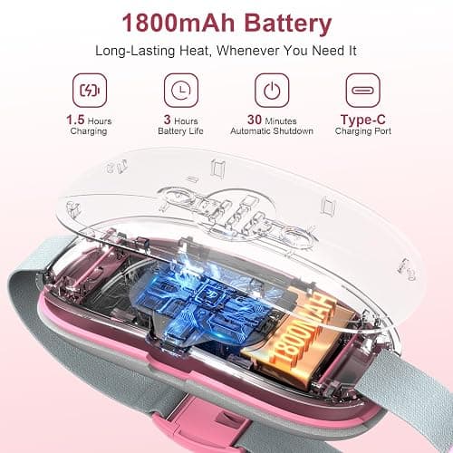 Heating Pad for Period Cramps, 3 Heat Levels and 3 Massage Modes, Portable Heating Pad for Menstrual Cramps Relief, Cordless Electric Period Belt Back Belly Heat Pad, Pink thumbnail 7
