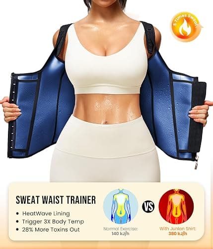 Junlan Waist Trainer for Women - Sauna Suit Sweat Vest for Working Out thumbnail 3